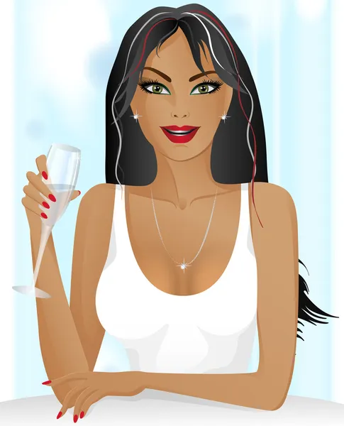 Pretty woman drinks water — Stock Vector