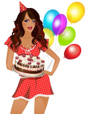 girl with a cake clipart