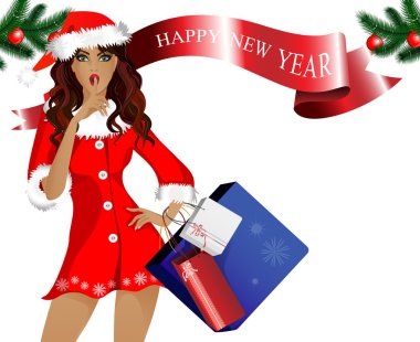 kız-Noel alışveriş ve hediyeler ile