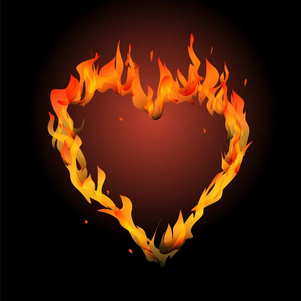 Coração em chamas — Vetor de Stock