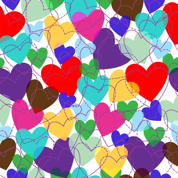 Muchos corazones de colores — Vector de stock