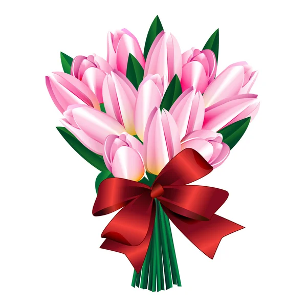 ピンクのチューリップの花束 — ストックベクタ