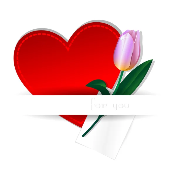 Coração e Tulipa — Vetor de Stock