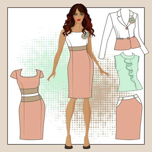 Girls5 için giyim koleksiyonu — Stok Vektör