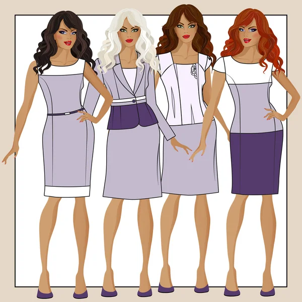 Collection of women's dresses 4 — Stock Vector