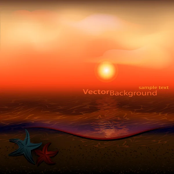 Sonnenuntergang am Meer — Stockvektor