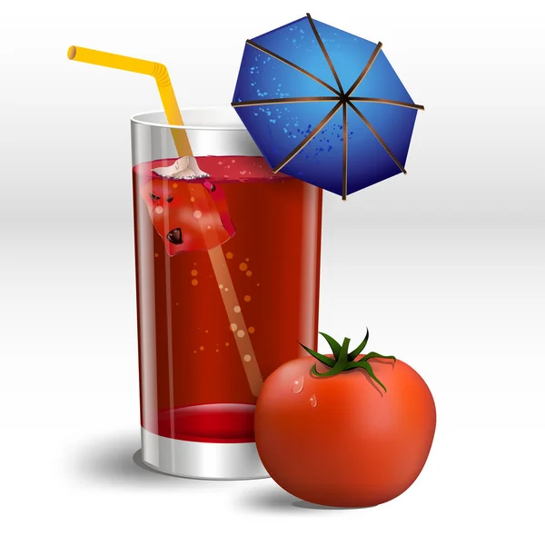 Un bicchiere di succo di pomodoro con ghiaccio2 — Vettoriale Stock