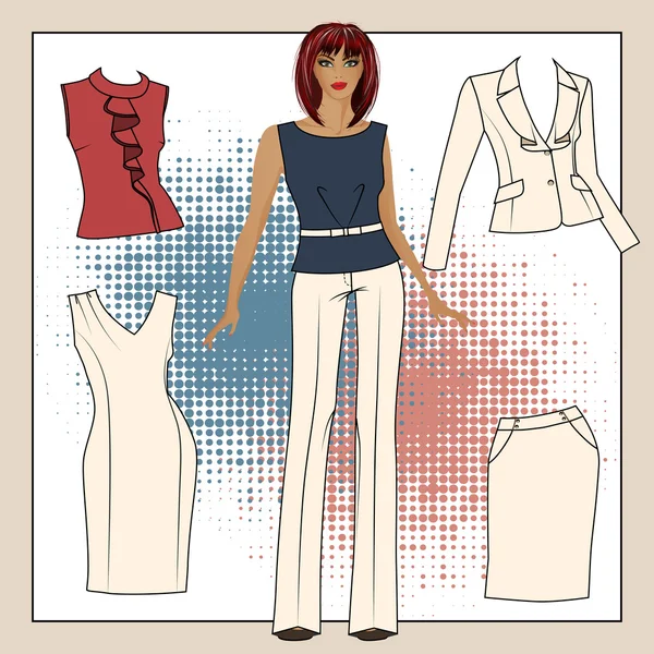 Une collection de vêtements pour filles Xo5 — Image vectorielle