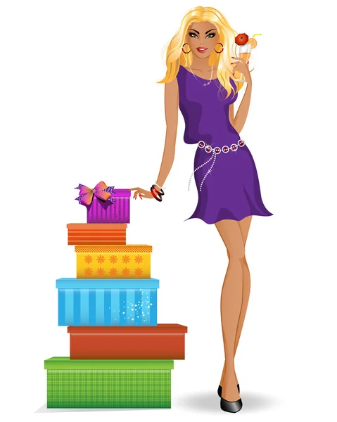 Beauty gave gifts boxes — Stock Vector