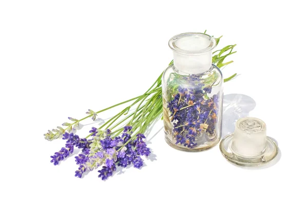 Lavendel und Flasche — Stockfoto