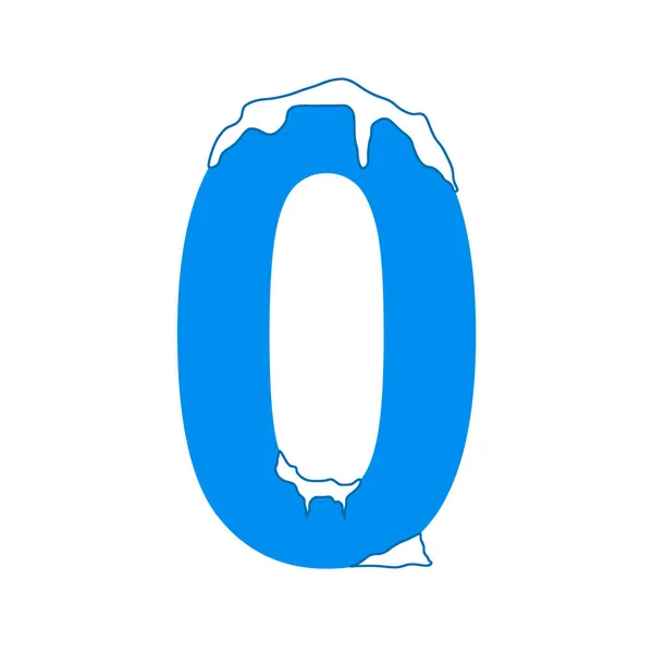 Крижане Число Нуль Сніжною Шапочкою Декоративний Зимовий Шрифт — стокове фото