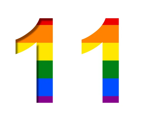 1号在Lgbt标志的背景下 体积和平面 典型的Lgbt社区彩虹符号 装饰字母表或彩色字体 — 图库照片