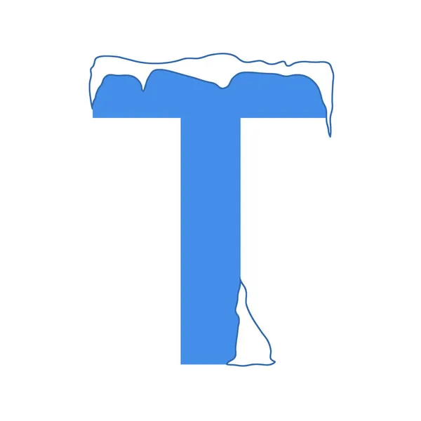 字母T配雪帽 冬季装饰字体 — 图库照片
