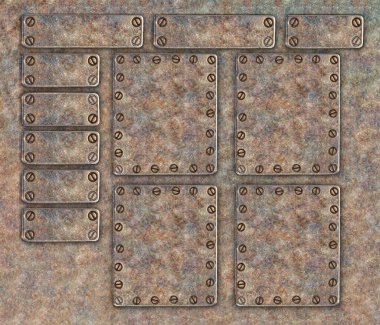 Web sayfası şablonu vidalı metal plakalardan oluşur, boşluğu kopyala.