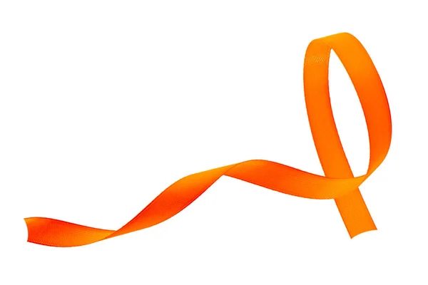 Bright Orange Curled Ribbon Close White Concept Symbol Health Day — Stock Photo, Image