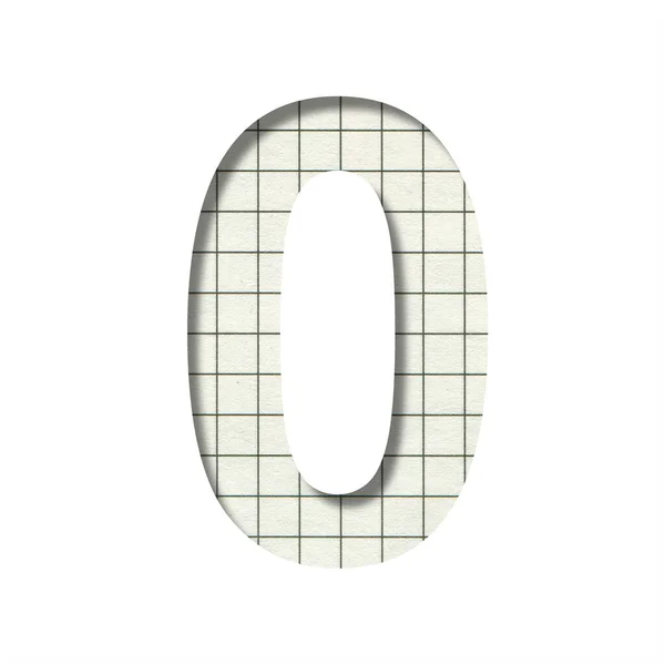 Ziffer Null Ausgeschnitten Aus Weißem Papier Auf Dem Hintergrund Eines — Stockfoto