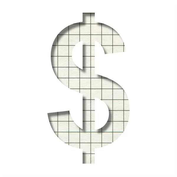 Dinheiro Dólar Símbolo Negócio Cortado Papel Branco Fundo Caderno Escolar — Fotografia de Stock