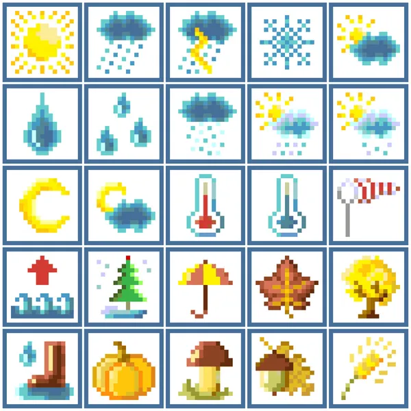 Set van pixel iconen — Stockvector