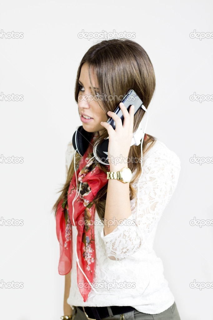 Girl calling and music