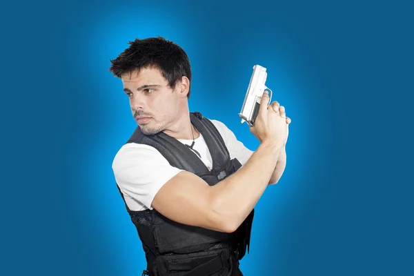 Guy with gun — Stock Photo, Image