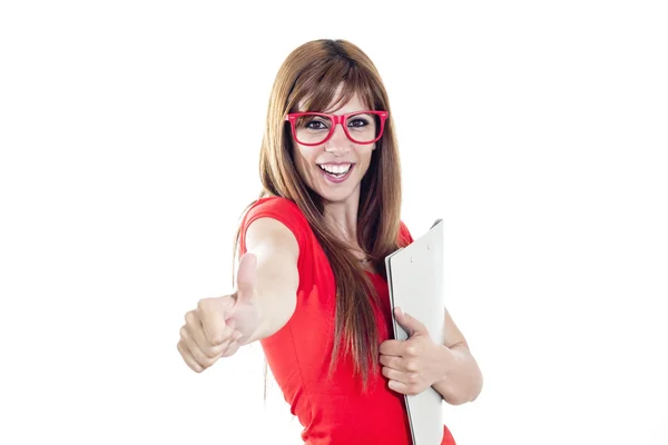 Happy girl with glasses — Stock Photo, Image
