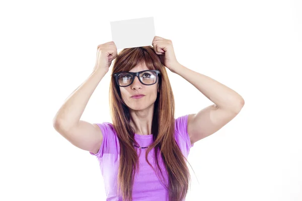 Menina inteligente com cartaz — Fotografia de Stock