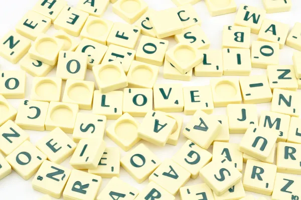 Amore concetto scarabeo lettere — Foto Stock