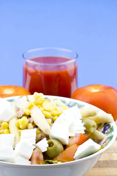 Salad and tomate juice — Stock Photo, Image