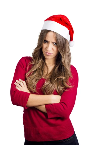 Мода Рождество сердитая девушка — стоковое фото