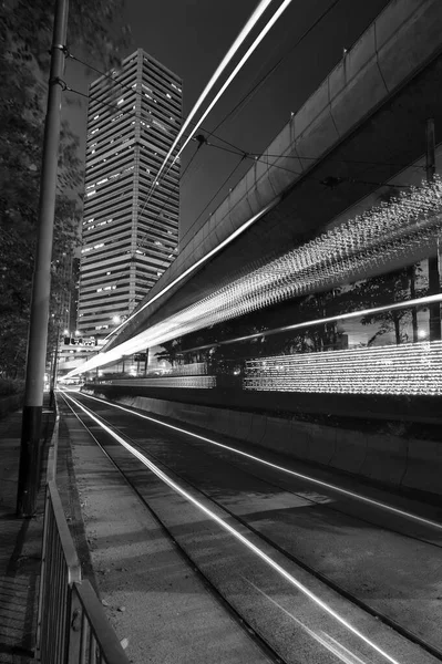 Tráfico Centro Ciudad Hong Kong Por Noche — Foto de Stock