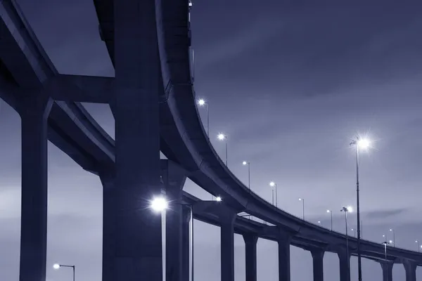 Carretera Elevada Puente Por Noche — Foto de Stock