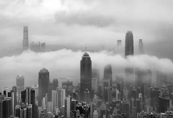 Skyline Cidade Hong Kong Nevoeiro — Fotografia de Stock