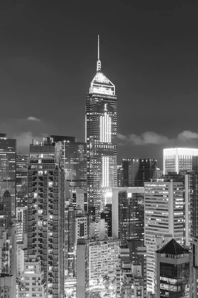 Skyline Del Centro Ciudad Hong Kong Por Noche — Foto de Stock