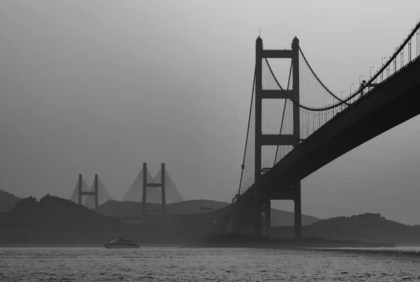 Silhouette Bridge Hong Kong City — Stock Photo, Image