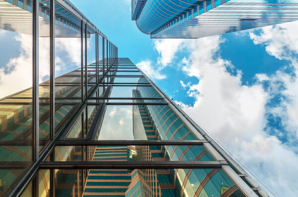 Exterior of high rise office building. Architectural abstract background