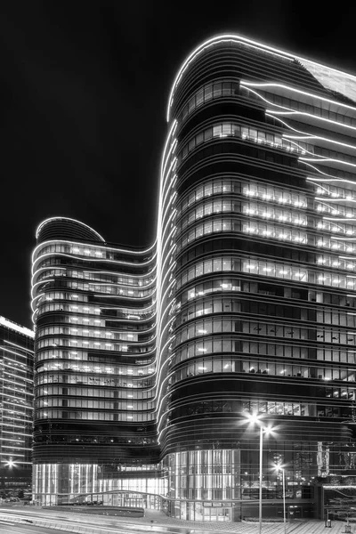 Edificio Moderno Centro Ciudad Hong Kong Por Noche —  Fotos de Stock
