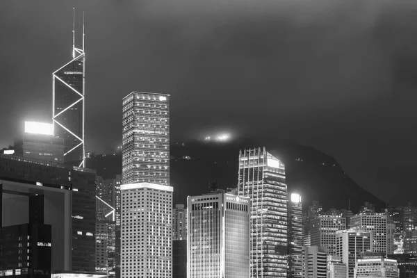 Night Scene High Rise Office Building Skyline Hong Kong City — Stock Photo, Image