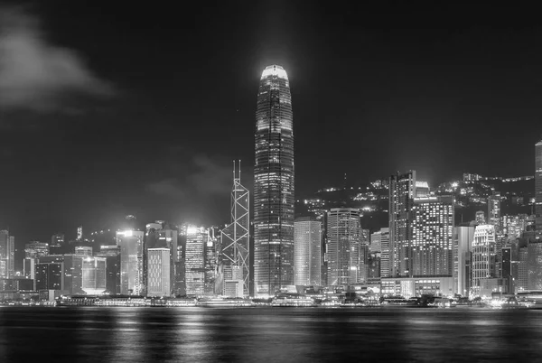 Paisagem Noturna Porto Victoria Cidade Hong Kong — Fotografia de Stock