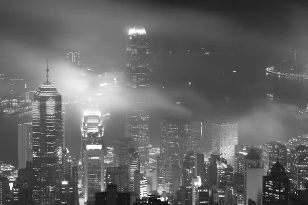 Misty Night View Victoria Harbor Hong Kong City — Stock Photo, Image