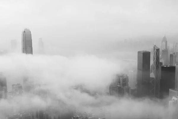 Rascacielos Centro Ciudad Hong Kong Niebla —  Fotos de Stock