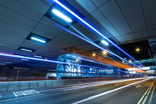 Sentiero Leggero Del Traffico Nel Centro Della Città Hong Kong — Foto Stock