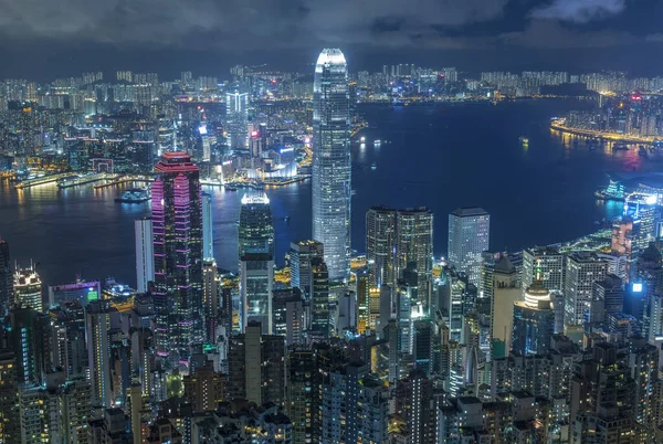 Hong Kong Victoria Limanının Gece Manzarası — Stok fotoğraf