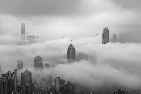 Arranha Céu Centro Cidade Hong Kong Nevoeiro — Fotografia de Stock