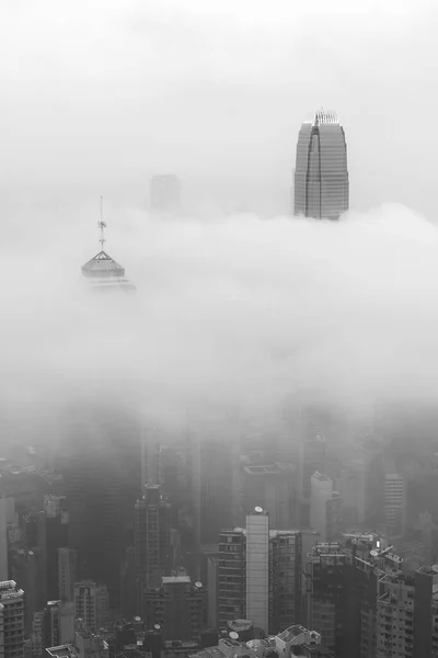Distrito Central Cidade Hong Kong Nevoeiro — Fotografia de Stock