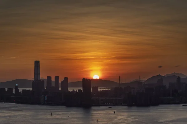 Scenery Sunset Skyline Hong Kong City — Stock Photo, Image