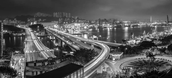 Panorama Del Puerto Cargor Autopista Ciudad Hong Kong —  Fotos de Stock