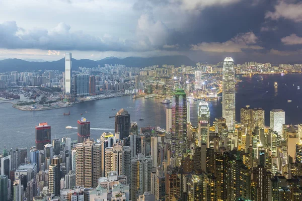 Victoria Porto Hong Kong City Dal Giorno Alla Notte — Foto Stock