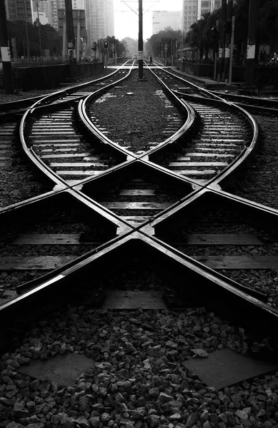 Anahtar Kavşaklı Demiryolu Rayları — Stok fotoğraf