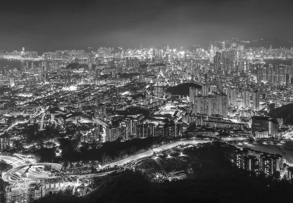Hong Kong Şehrinin Hava Manzarasının Gece Manzarası — Stok fotoğraf