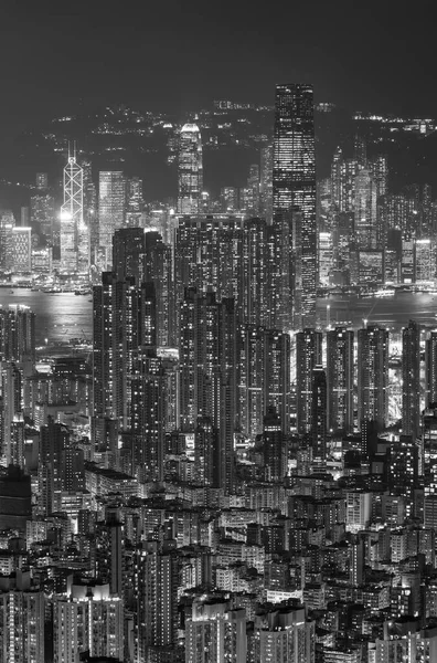 香港城市空中景观的夜景 — 图库照片